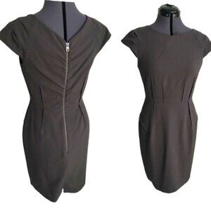 MARC NEW YORK Andrew Marc Brown Fitted Dress, Size 6,  Slight Ruching at zipper